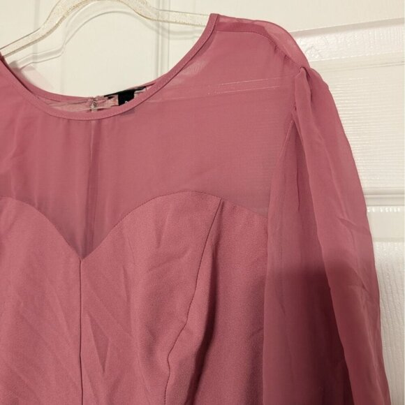 Torrid Peplum Crepe Mesh Inset Babydoll Blouse Womens Plus Size 3X Mauve Pink - Picture 2 of 10